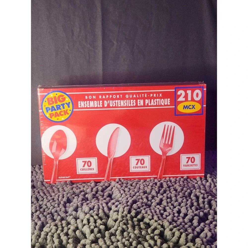 amscan Red Cutlery Set-Value Pack~210 Piece~Big Party Pack~NEW‎